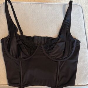 Abercrombie & Fitch Black Lace-Trim Longline Bralette